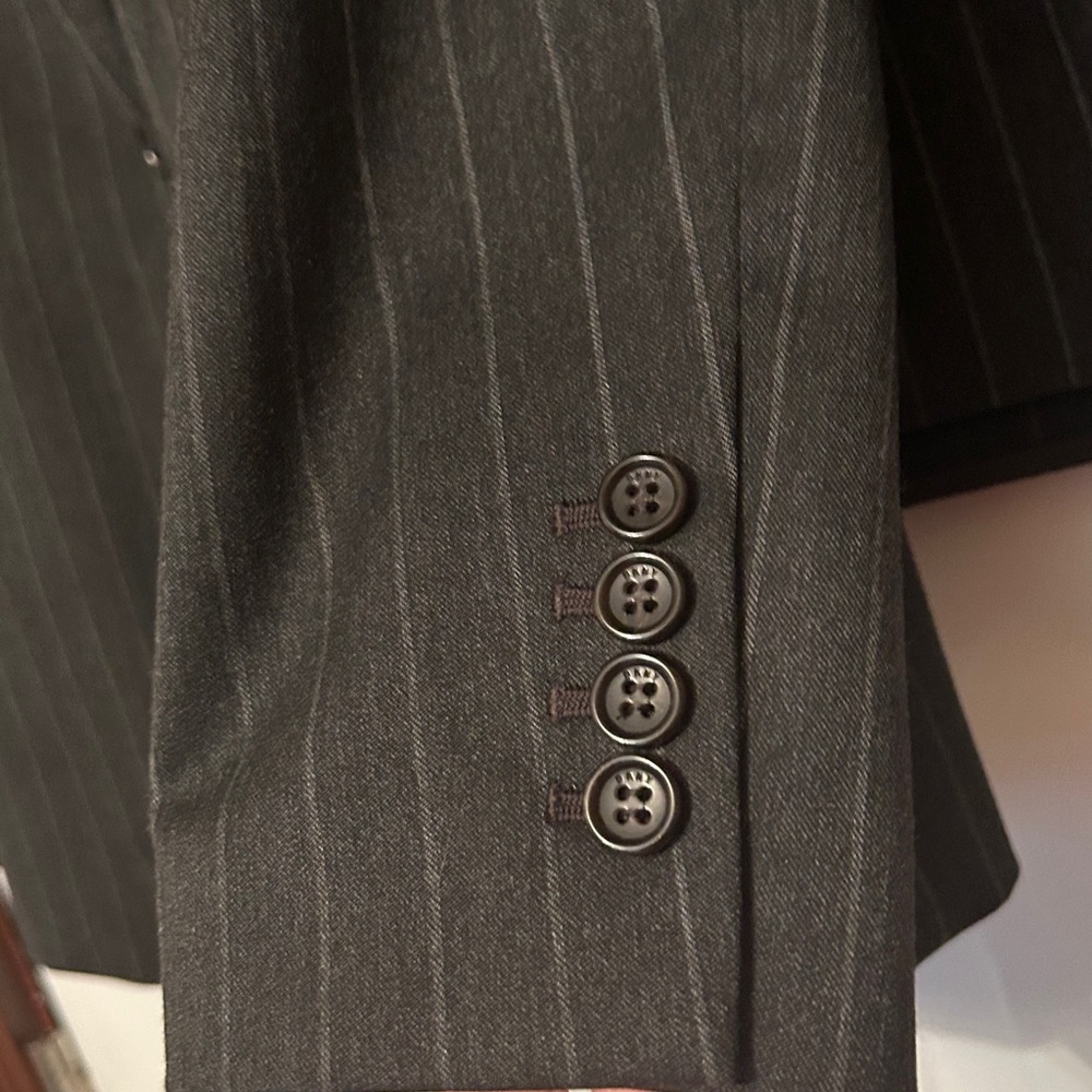 DKNY Charcoal Pinstripe Blazer Skirt Set 16 Career Vintage Professional Polished - Picture 5 of 16